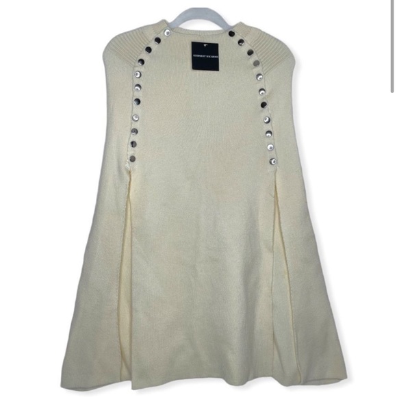 cream knit poncho vintage sweater cape - Picture 2 of 6